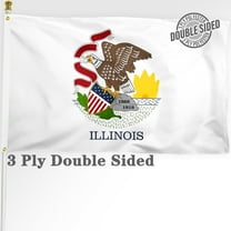 Illinois State Flag 3x5 ft, Heavy Duty 3 Ply Double Sided Polyester, IL Flag with Brass Grommets