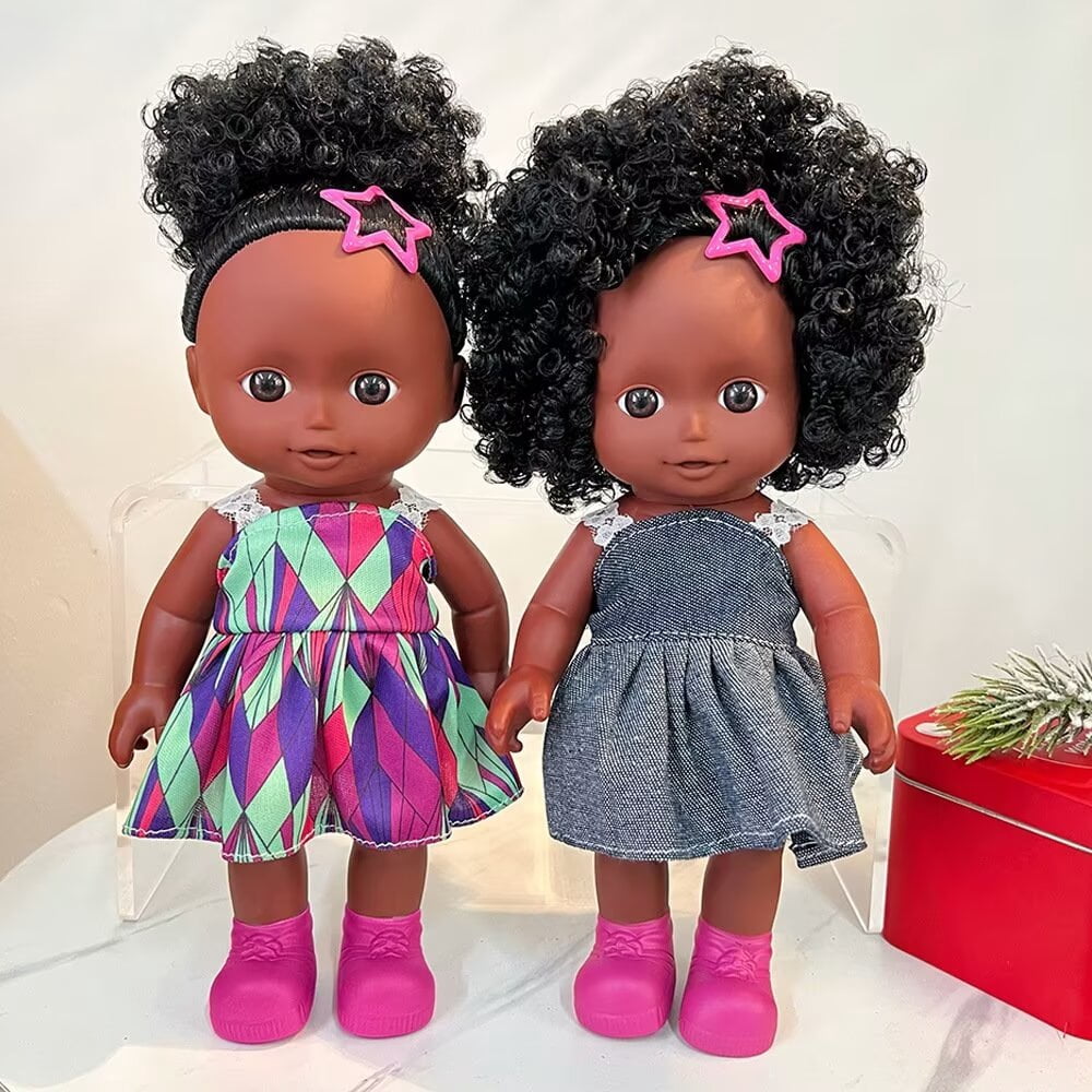 AmaMary 10 Inch Reborn Baby Doll Set of 2 – Lifelike Vinyl African American Newborns, Adorable Black Baby Dolls in Gift-Ready Pack