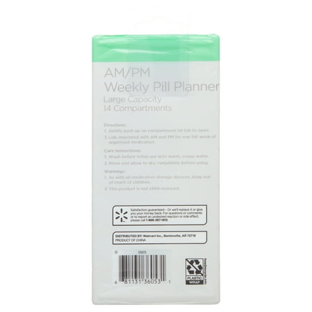 Equate AM/PM Weekly Pill Planner, 7.5-Inch – Medication Organizer