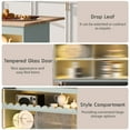 thumbnail image 5 of 44" Kitchen Island with Drop Leaf, Rolling Kitchen Cart with LED Light, Power Outlets and 2 Sliding Fluted Glass Doors, Large Kitchen Island Cart with 2 Cabinet and 1 Open Shelf (Grey Blue), 5 of 9