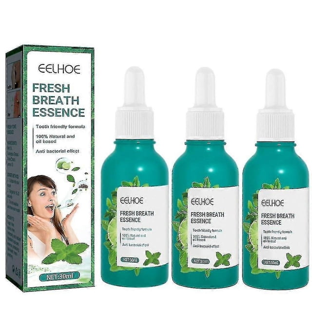 3 gotas para eliminar el mal aliento: esencia para el cuidado bucal con fórmula profesional Fresh Breath