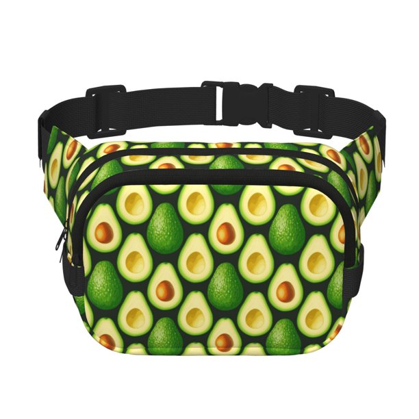 Fotbe Avocado Cangurera Cuadrada con Estampado de Doble Capa, Bolsa de Cintura Ajustable Mini para Hombres y Mujeres