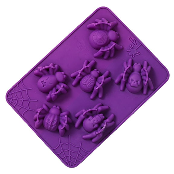 Halloween Spider Silicone Baking Mold - Silicone 3D Halloween 6 Cavity Non Stick Silicone for Jelly Gummy Candy Ice Cube Soap Candle Cake Halloween Decorations