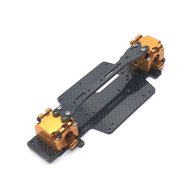 maskred RC Bottom Plate Frame Gear Box Radio Tray Set For 1/28 Wltoys K969 RC Car Metal Upgrade Refit Parts Gold 1Set