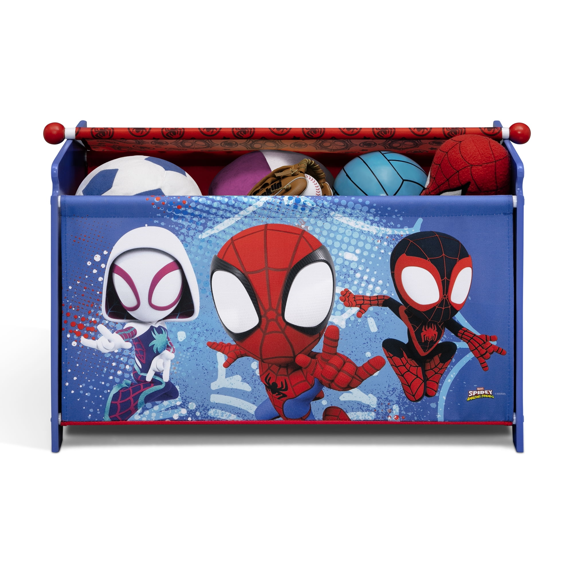 Marvel Spidey and His Amazing Friends Toy Box with Retractable Fabric Top by Delta Children, Blue