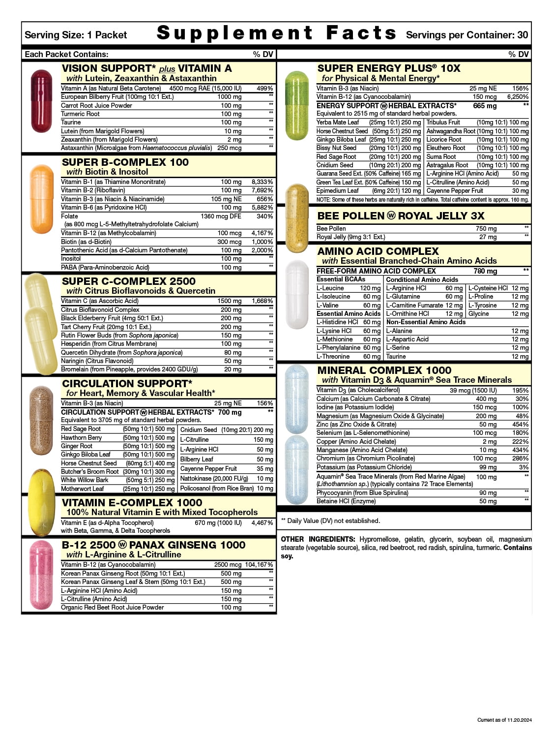 Super Start - Complete Daily Vitamin Pack - 10X Energy, Stamina, Muscle Support, Immune Booster (30 Packets)