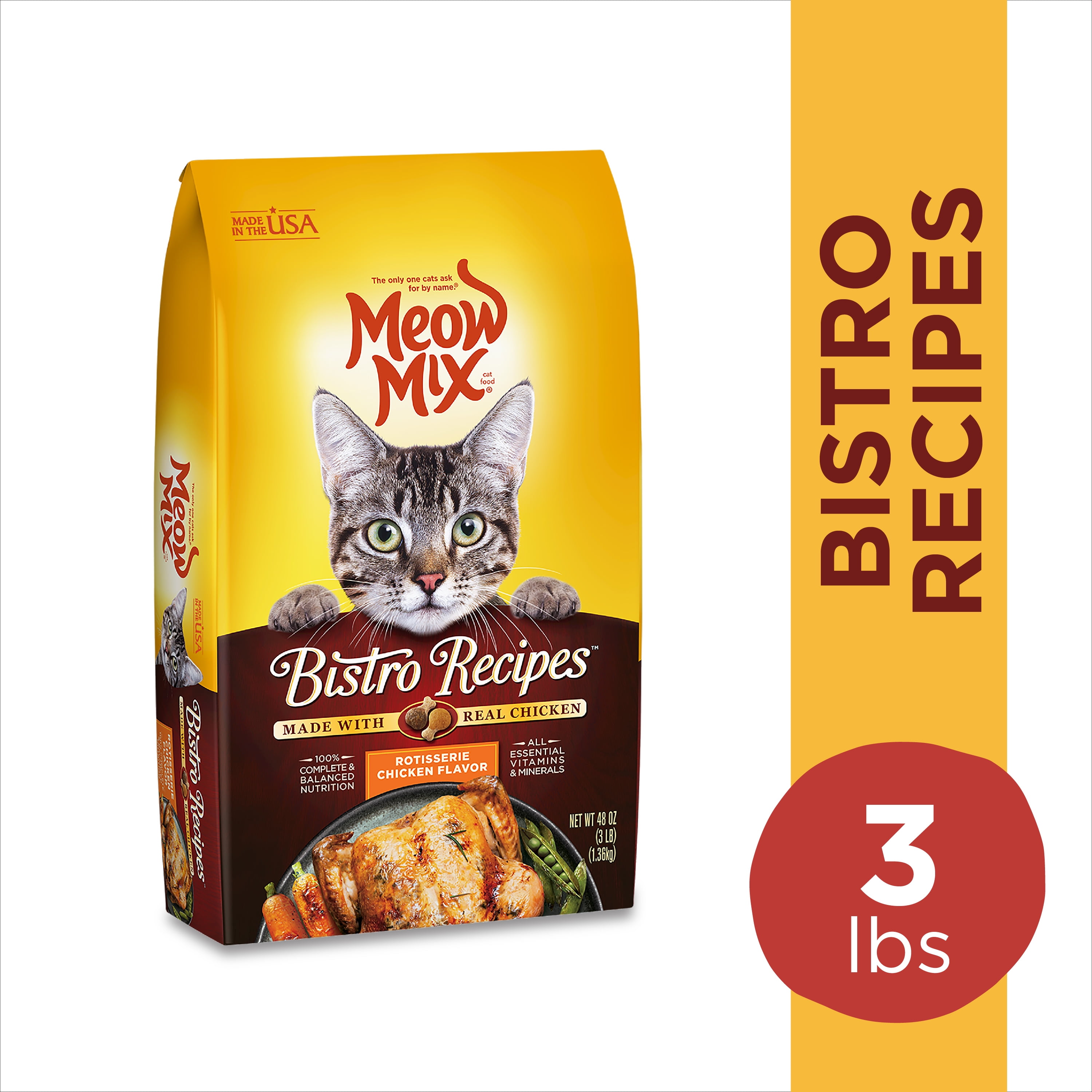 Meow Mix Bistro Recipes Rotisserie Chicken Flavor Dry Cat Food - 3