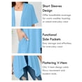 thumbnail image 5 of SHOWMALL Women's Plus Size Summer Shrugs Draped Front Open Boleros Light Blue 3X Casual Short Sleeve Lightweight Cardigan Layering Coat, 5 of 8