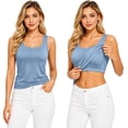 thumbnail image 3 of LIZUOJUN Under $7 Women Tank Tops Built-in Bra Racerback Slim-Fit Camisole Sleeveless Casual Shirts Trendy Workout Tops Versatile Layering Daily Wear, Blue, Camisole, L, 3 of 8