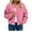 Hot Pink, variant on Women's Button down Jacket Fleece Warm Lightweight Coat Long Sleeve Womens Outerwear with Pockets