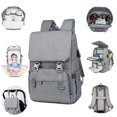 thumbnail image 5 of Mochila para pañales para mamá, con puerto USB, para el cuidado del bebé, para lactancia, mochila de viaje a la moda para cochecito, gris oscuro, 5 of 5