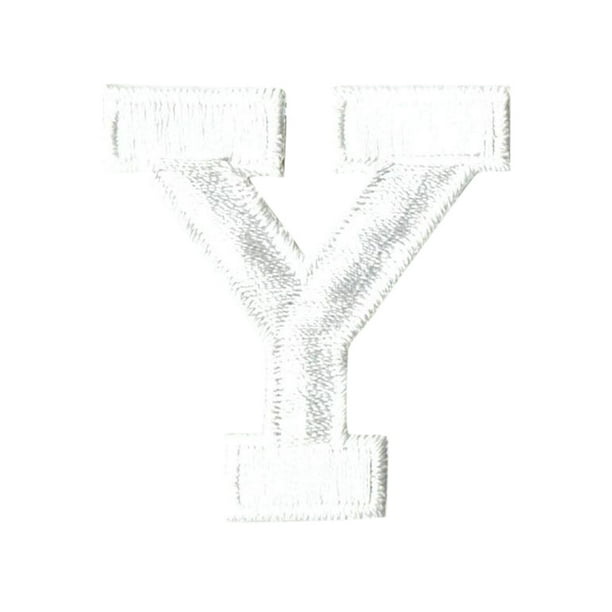 Alphabet Letter Y Color White 2" Block Style Iron On