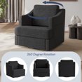 thumbnail image 3 of BELLEZE Swivel Accent Chair, Wide Modern Upholstered Armchair 360 Degree Swivel Comfy Single Sofa Chair for Living Room Bedroom - Aegean (Dark Grey), 3 of 7