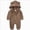 A17-Coffee, variant on boobe Baby And Winter Colorblocking Hooded Bodysuit Crawling Suit Smocked Romper Baby Girl