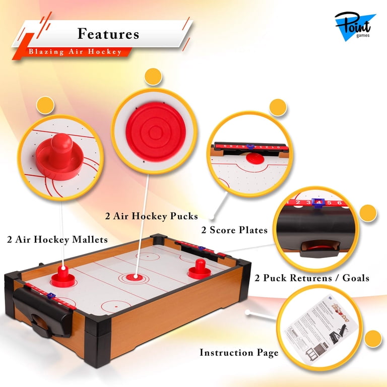 Airs Hockey Hover Puck, Jeu de Hockey sur Table avec 2 Palets et Poussoirs, Portable et Léger, Idéal pour Les Anniversaires, Les Fêtes, Les Réunions de Famille et Autres Occasions