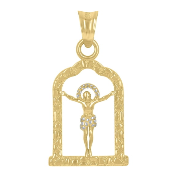 14k Yellow Gold Unisex Nugget Jesus Religious Charm Pendant