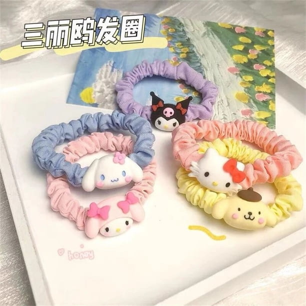 Sanrio-cintas de goma Kawaii Cinnamoroll para el pelo, gomas elásticas para el pelo, Círculo de pelo de felpa, a la moda
