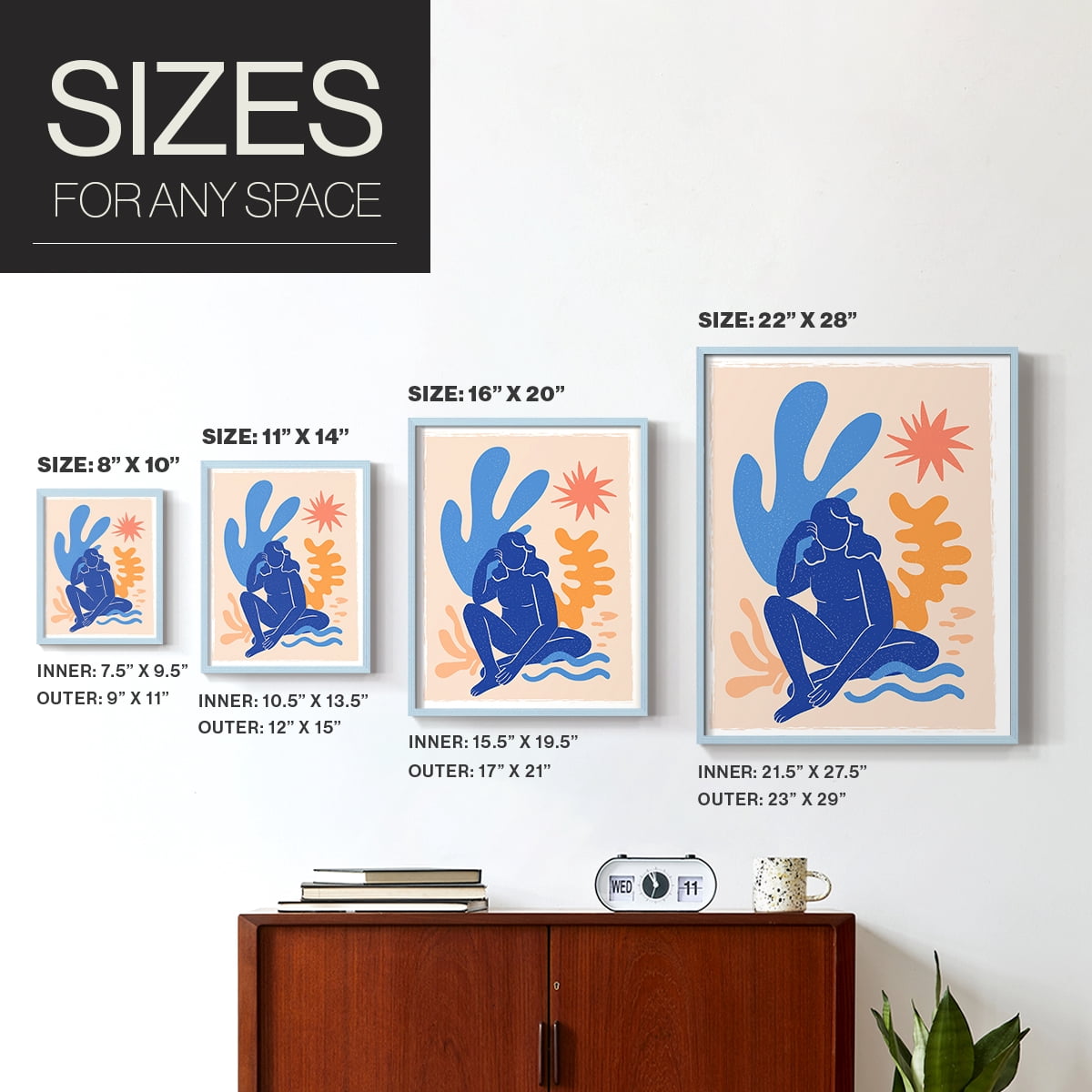 Matisse CCCLXIII in Blue Solid Wood 22 x 28 Framed Print