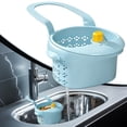 thumbnail image 2 of Clearance Sale! | Hanging Kitchen Drain Strainer Basket, Automatic Tipping Multifunctional Sink Filter Basket For Food Residue Debris Blocking(Light Blue), 2 of 5