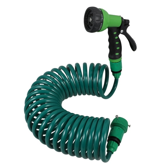 MLINS EVA Coiled Water Hose for Home Use Green Color Durable and Versatile 50 Feet
