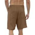 thumbnail image 4 of Men's Soild Color Cotton Linen Casual Shorts, Elastic Waist Classic Summer Beach Shorts for Men, Soft Breathable Relaxed Fit Lounge Shorts with Pockets Brown L, 4 of 6