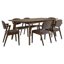 Bowery Hill 7-piece Rectangular Wood Dining Set Dark Walnut and Gray