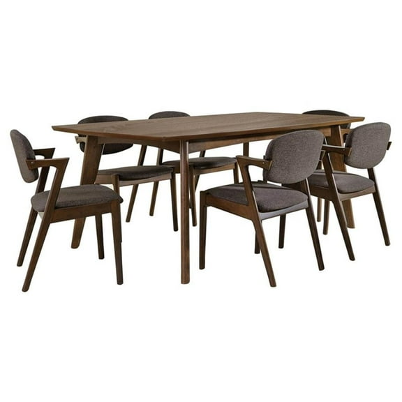 Bowery Hill 7-piece Rectangular Wood Dining Set Dark Walnut and Gray