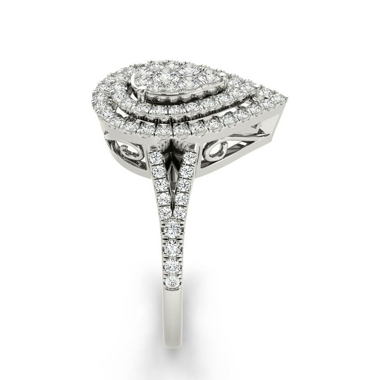 14k White Gold 1 2ct TDW Diamond Cluster Pear Shaped Engagement