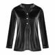thumbnail image 5 of Top marrón,Blusa de manga larga con cuello en V para mujer, estilo túnica holgado, de terciopelo, color liso, con bolsillo, estilo informal, sopatenor, 5 of 9