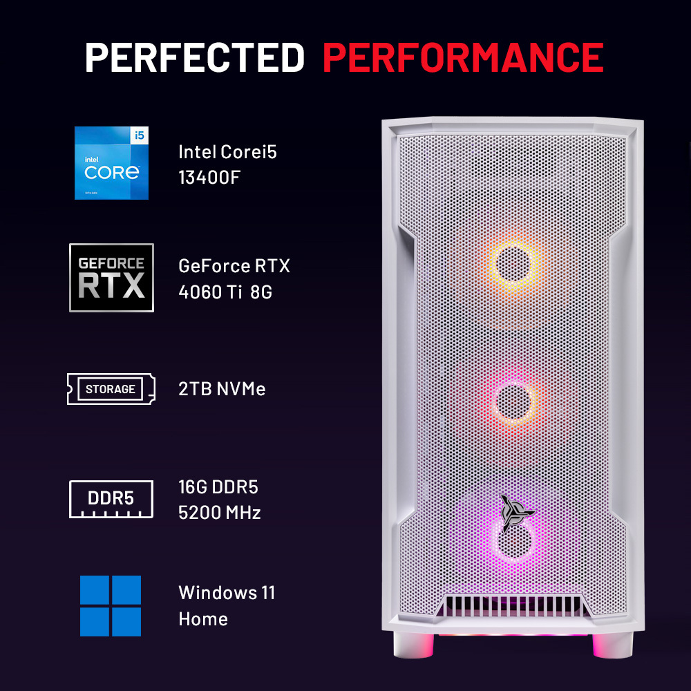 Skytech Archangel Gaming PC Desktop INTEL Core i5 13400F NVIDIA Geforce RTX 4060 Ti 1TB SSD 16GB RAM, AIO Liquid Cooling Windows 11