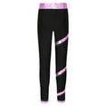 thumbnail image 2 of IEFIEL Kids Girls High Waist Figure Skating Leggings Spiral Metallic Stripes Gym Dance Pants Pink 10, 2 of 5