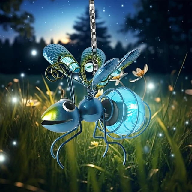 Lumière de Jardin Solaire Bleue Design Unique Lumière de Jardin Solaire Parfaite pour Illuminer Votre Jardin et Patio et Passer la Nuit