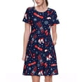 thumbnail image 1 of Balery Winter Sports Fun Pattern Vestidos sueltos de manga corta para mujer, vestidos de verano 2025, vestidos casuales de corte A con vuelo., 1 of 6