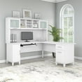 thumbnail image 2 of Pemberly Row 72W L Shaped Desk with Hutch in White - Engineered Wood, 2 of 7