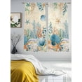 thumbnail image 3 of Teal Blue Coastal Sheer Curtains 63 Inch Length 2 Panels Set Window Treatments, Summer Beach Starfish Shell Coral Nautical Retro Rod Pocket Semi Curtains for Living Room/Bedroom/Kitchen, 104"W x 63"L, 3 of 7