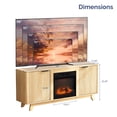thumbnail image 5 of Hassch Modern Farmhouse TV Stand with 18" Electric Fireplace, 58 Inch Wood Media Console with Fluted Doors & Black Handles, for Living Room and Bedroom (Oak Color), 5 of 6