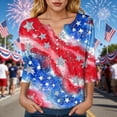 thumbnail image 6 of GEWSEY 3/4 Sleeve V Neck USA Patriotic Shirts for Women 4th of July America Stars Stripes Flag Graphic Tops Cute Tee (Red, XL), 6 of 8