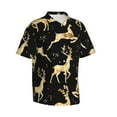 thumbnail image 2 of Uemuo Christmas Gold Deers Printed Regular Fit Short Sleeve Casual Hawaiian Shirt for Men,Aloha shirt,Tropical shirt,Floral print shirt,Vacation Beach shirt-XX-Large, 2 of 9