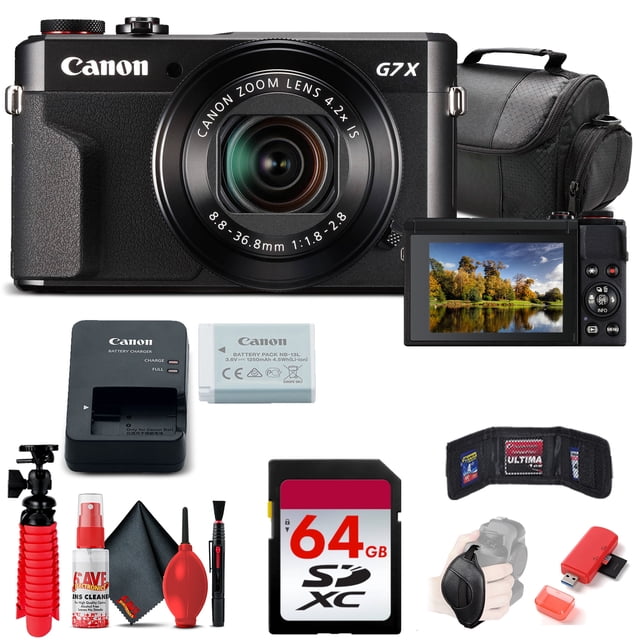 Restored Canon PowerShot G7 X Mark II Digital Camera (1066C001) + 64GB Card + More(Refurbished)