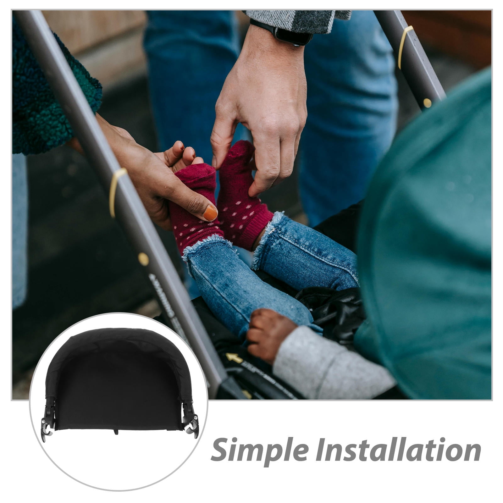 Luxshiny Stroller Pedal Black Cloth Easy Installation Stroller Leg Rest 1Pcs