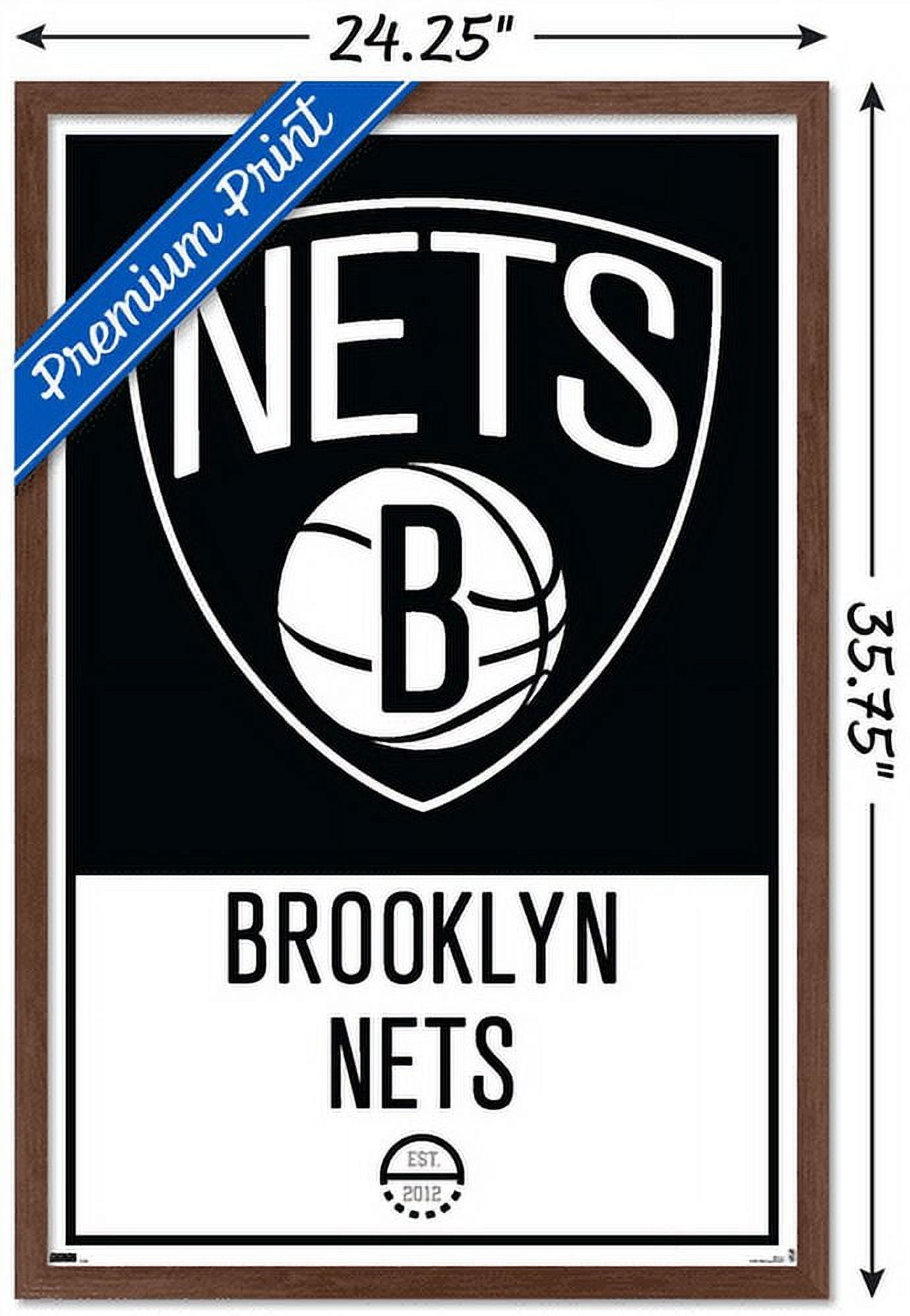 NBA Brooklyn Nets - Logo 21 Wall Poster, 22.375" x 34", Framed