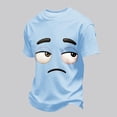 thumbnail image 4 of Dolkfu Blue Men'S Dress&nbsp;Shirts Novelty Short Sleeve Crew Neck Pull-On Tops Graphic Prints Funny Modern T-Shirts Sky Blue,L, 4 of 5