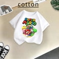 thumbnail image 2 of Camiseta de algodón de verano para niños y niñas con estampado de dibujos animados de Mario, cómoda y informal, con diseño de Sunshine, para juego de bebés y niños, 2 of 5