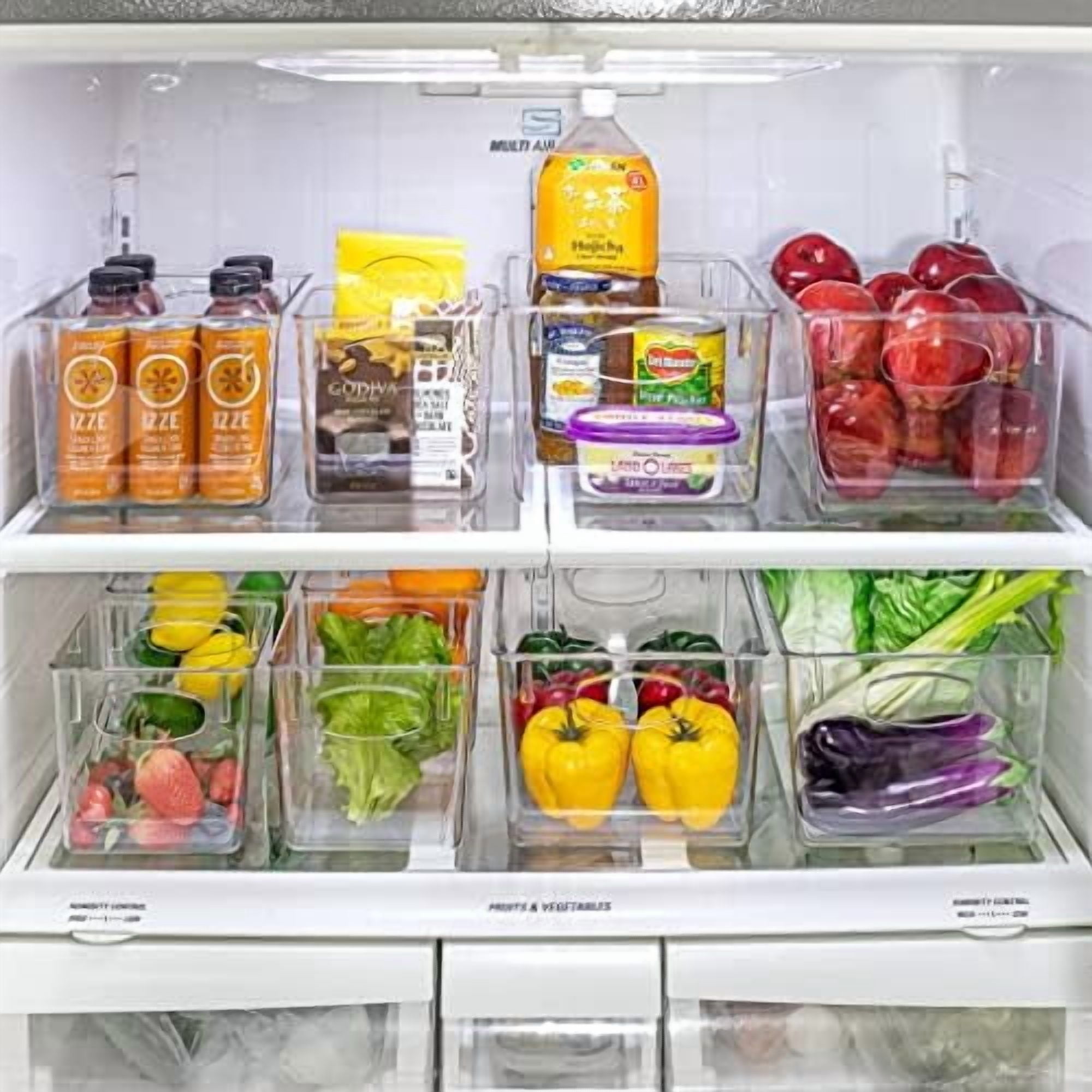 Medium Clear Plastic Storage Bins for Shelves, Clothes, with Handle - Clear Storage Bins, Drawer, Shelf, Closet, Pantry, Fridge, Freezer Organizer Bins, Closet Organizers and Storage (2 pack)
