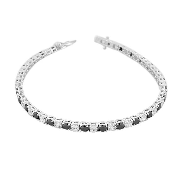 925 Sterling Silver Round White Multicolor CZ Classic Tennis Bracelet