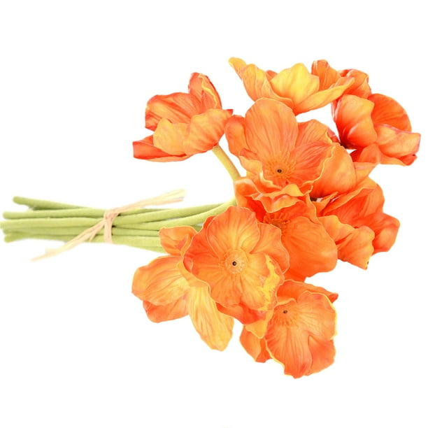 Flores artificiales para el hogar, oficina, simulación, decoración Floral, banquete de boda, PU, Flor falsa, naranja rojo 10 Piezas Yuarrent HA000017-03B