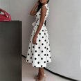 thumbnail image 3 of Morttic Women's Elegant Vintage Polka Dot Midi Dress – Sleeveless Wrap V Neck Waist Tie Flowy A-Line Summer Vacation Dress White，S, 3 of 4