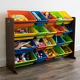 Humble Crew Forest Extra Large Toy Storage Organizer with 20 Storage Bins, Dark Walnut/Multi