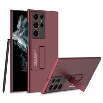 SaniMore for Samsung Galaxy S23 Ultra Camera Protection Case, Rugged PC Magnetic Cover Support Wireless Charging & Folding Kickstand Ultra-Thin Upgraded Military Shockproof Protective Shell, Red