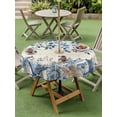 thumbnail image 4 of Outdoor Tablecloth with Umbrella Hole for Patio/Picnic/Party/Camping, Blue Coastal Starfish Waterproof Table Cloth Round Cover Washable, Beach Nautical Shell Eucalyptus Retro (Dia 60"), 4 of 8